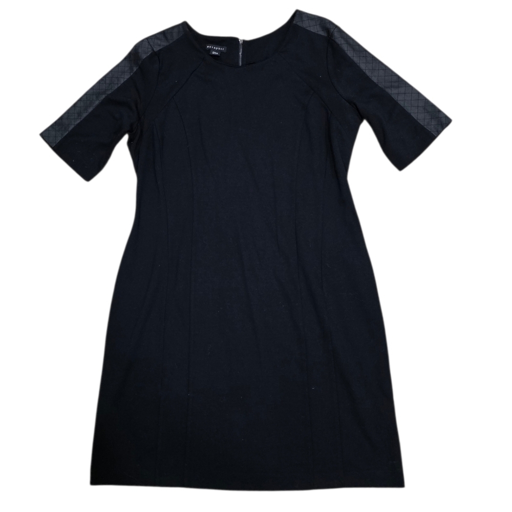 Metaphor Black Leather Accent Sheath Dress XL